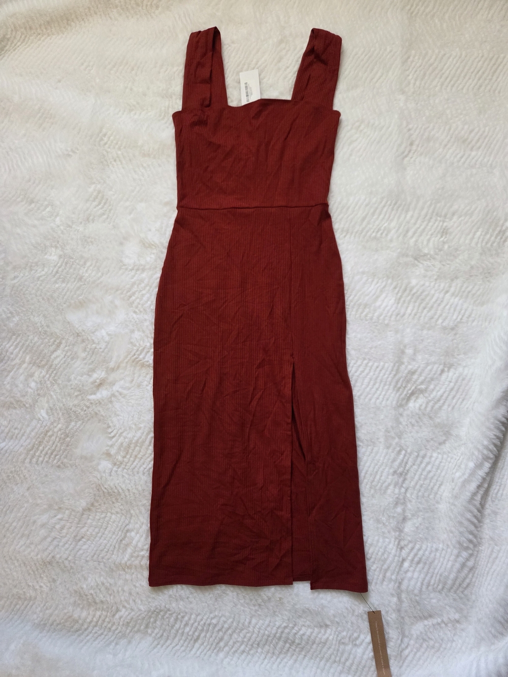 Reformation Brick Red Square-Neck Midi Dress